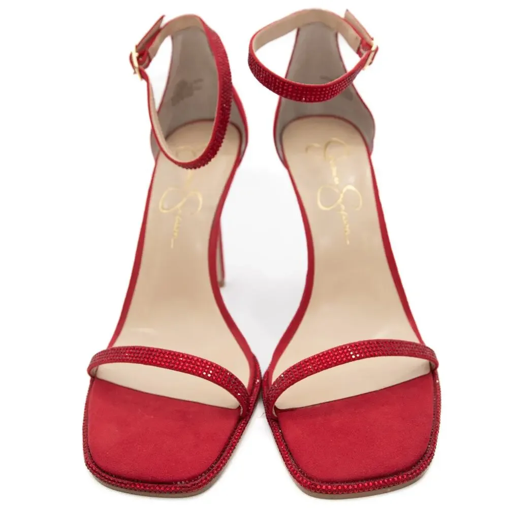 Jessica Simpson Ostey Red Ankle Strap Square Toe Cocktail Hour Heels Size 8.5
